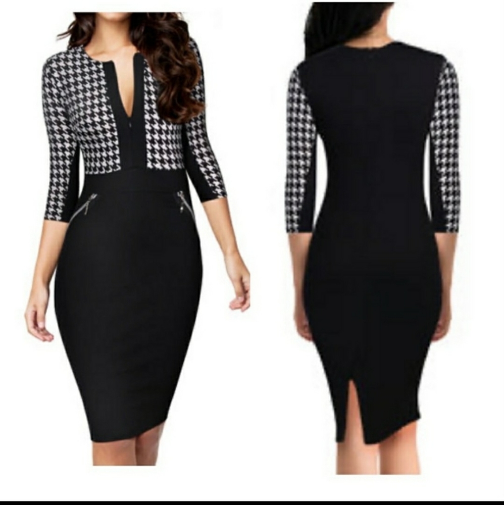 Black & white professional dress.